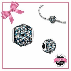 Blue Pave Daisy Flower Charm (ONE)